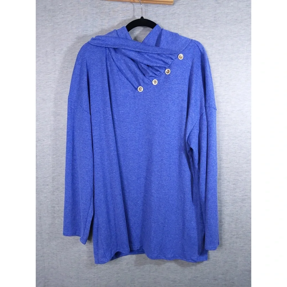 2x 👯‍♀️Host Pick⚡️Long Sleeve Button Cowl Neck Top - Picture 3 of 10